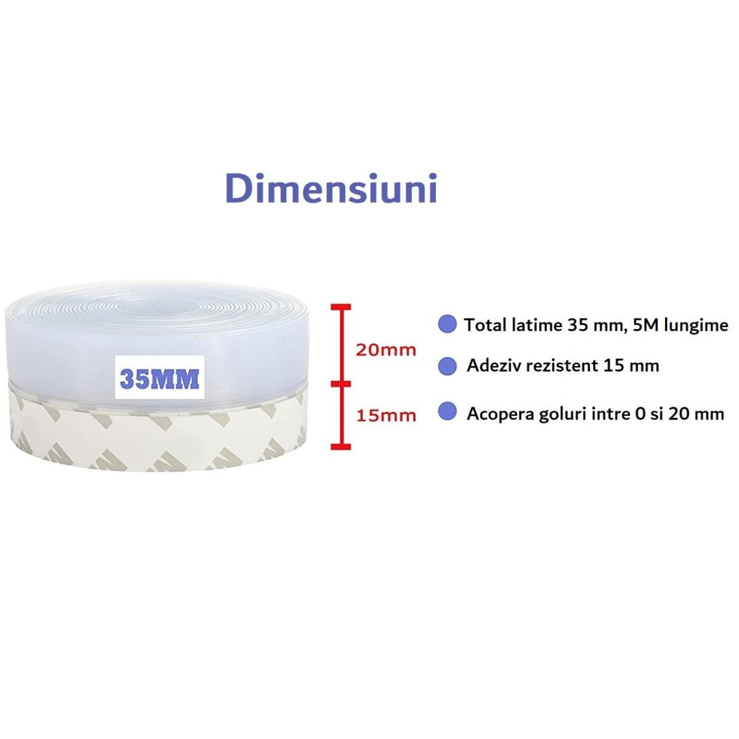 Bandă Adezivă de Etanșare ProSeal pentru Uși și Ferestre, Anti-Vânt și Anti-Curent, Transparentă