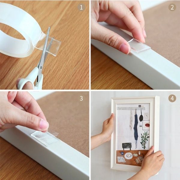 Bandă Dublu Adezivă Nano Magic Tape din Silicon, Reutilizabilă și Transparentă